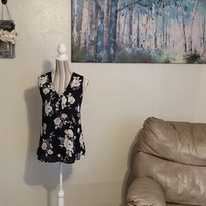 Maurice's Women's Tank XSmall Navy Floral Blouse